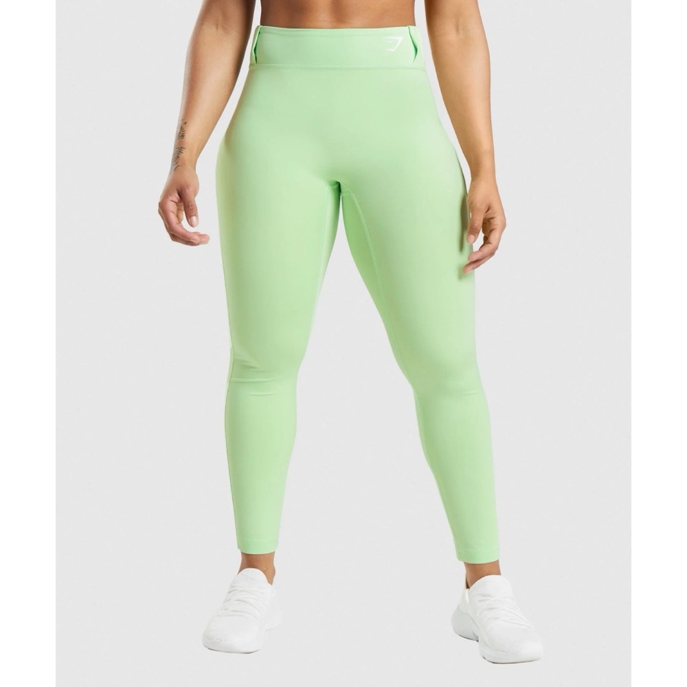 Gymshark Sport Leggings High Waisted Mesh Panels Breathable Mint Full Length